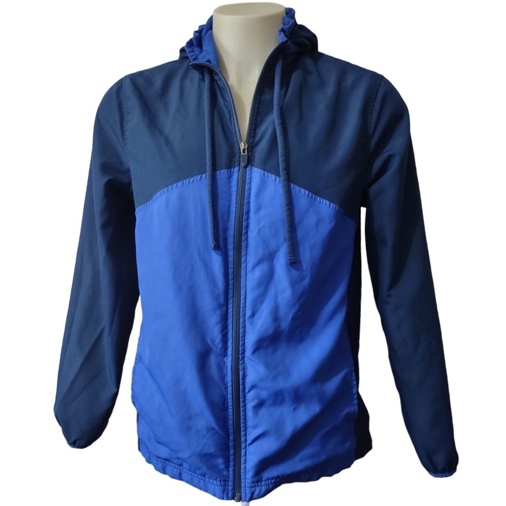 Starter Jacket Men's Medium 38/40 Windbreaker Long Sleeve Full Zip Pockets Blue